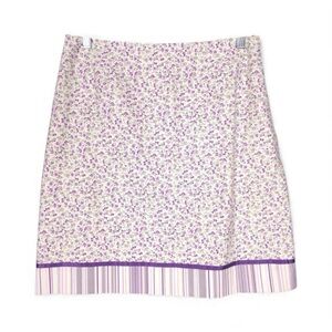 ETCETERA Women's Skirt Size 10 Floral Cotton Lined Purple Pink White A-Line Mini